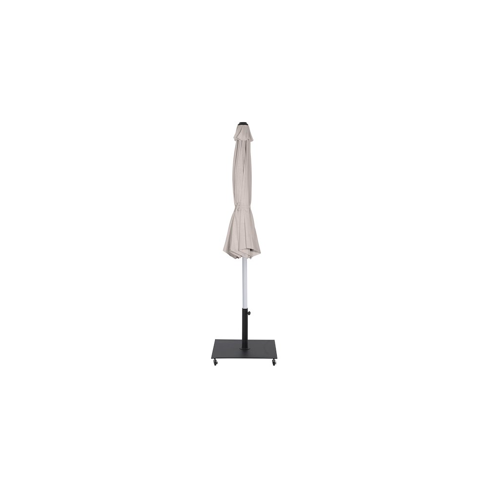 Amalfi Beige With Cream Piping / Matte Black Metal Patio Umbrella with Base Sets
