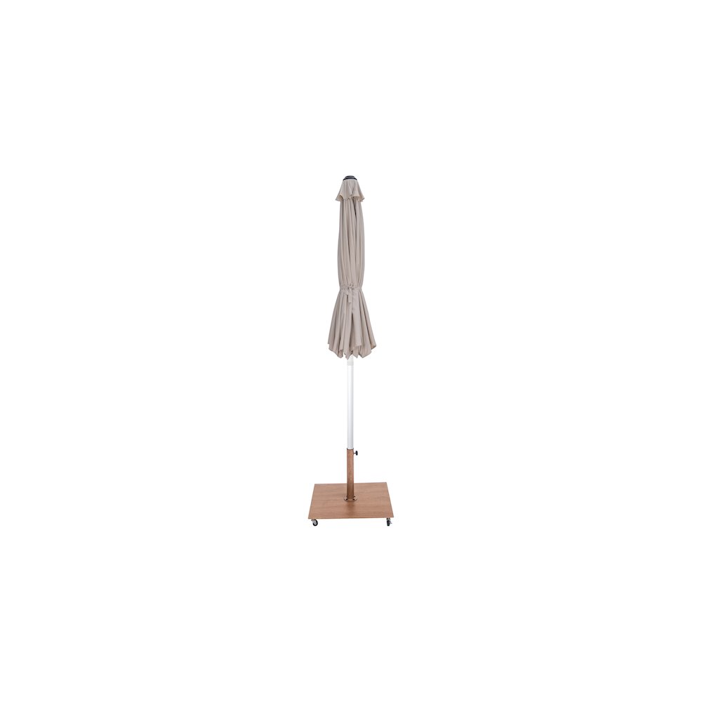 Amalfi Beige With Cream Piping / Teak Metal Patio Umbrella with Base Sets