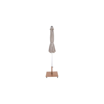 Amalfi Beige With Cream Piping / Teak Metal Patio Umbrella with Base Sets