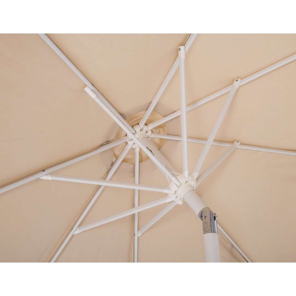 Amalfi Beige With Cream Piping / Teak Metal Patio Umbrella with Base Sets
