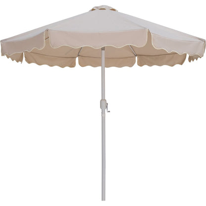 Amalfi Beige With Cream Piping / Teak Metal Patio Umbrella with Base Sets