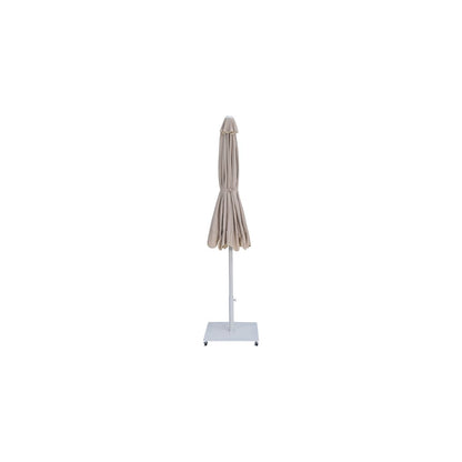 Amalfi Beige With Cream Piping / Matte White Metal Patio Umbrella with Base Sets