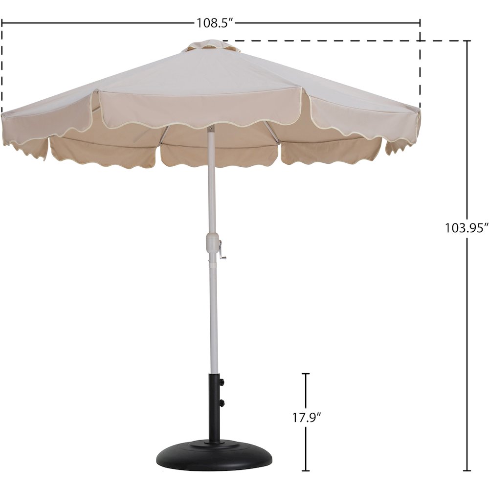 Amalfi Beige With Cream Piping / Matte Black Metal Patio Umbrella with Base Sets
