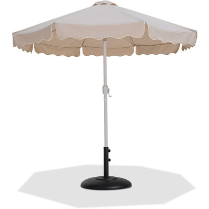 Amalfi Beige With Cream Piping / Matte Black Metal Patio Umbrella with Base Sets
