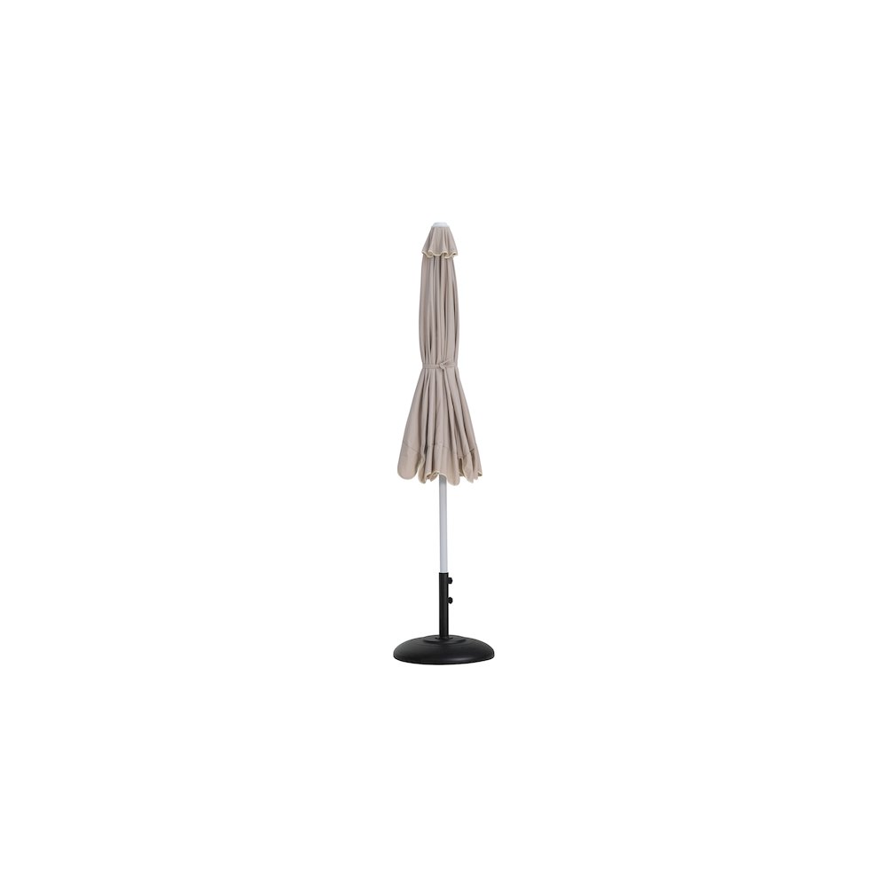 Amalfi Beige With Cream Piping / Matte Black Metal Patio Umbrella with Base Sets