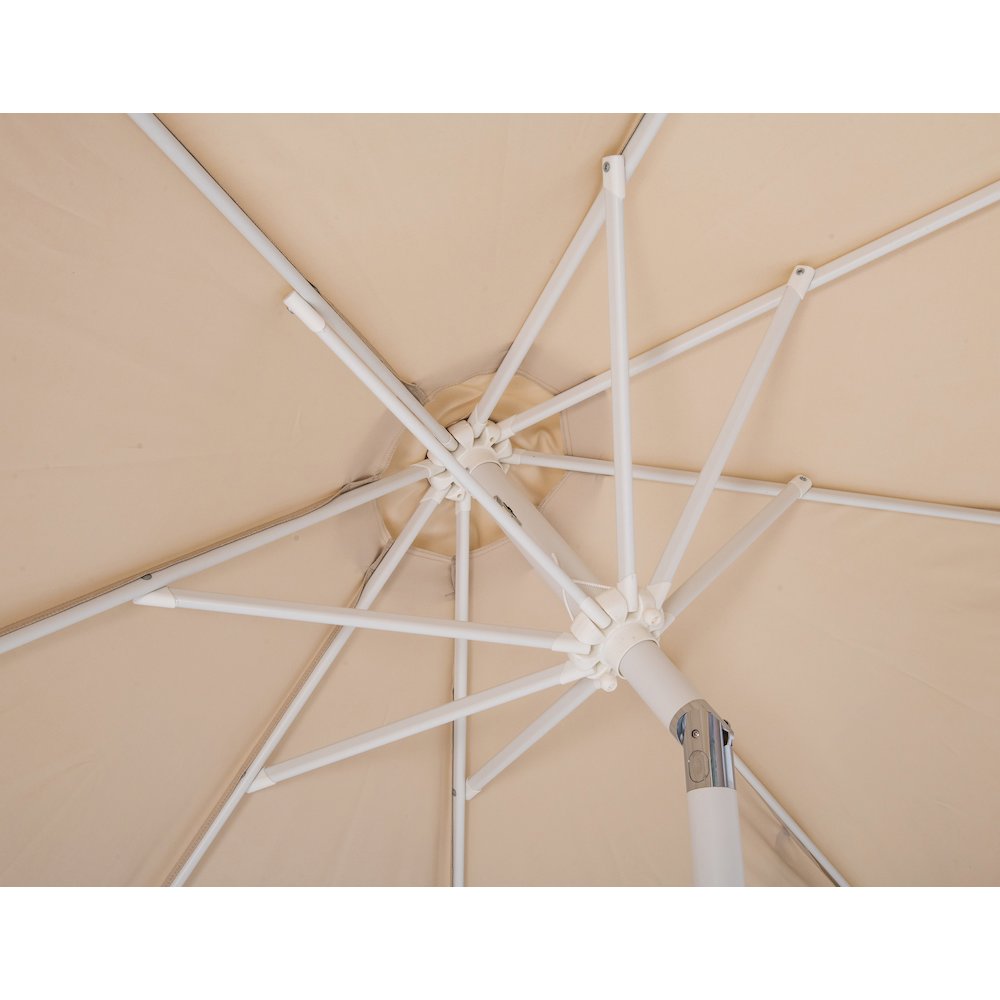 Amalfi Beige With Cream Piping / Matte Black Metal Patio Umbrella with Base Sets