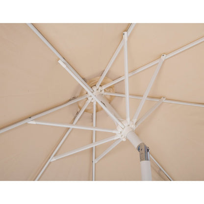Amalfi Beige With Cream Piping / Matte Black Metal Patio Umbrella with Base Sets