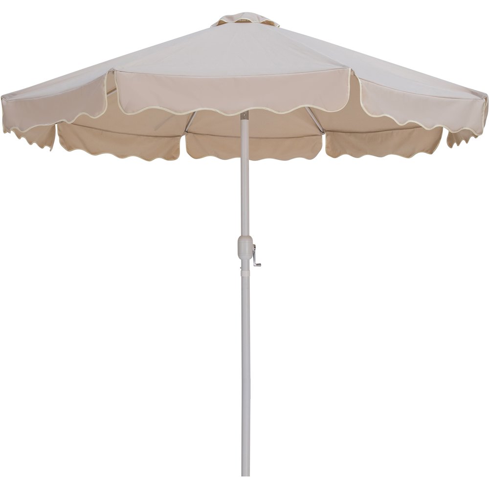 Amalfi Beige With Cream Piping / Matte Black Metal Patio Umbrella with Base Sets