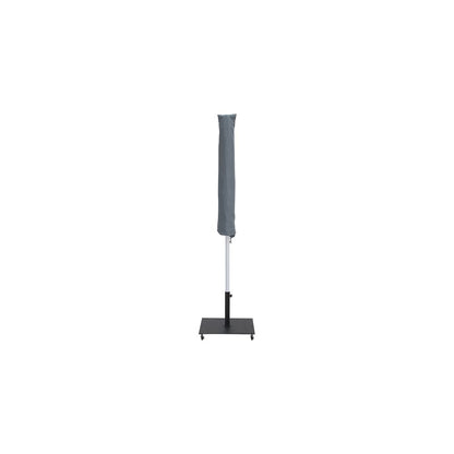 Amalfi White With Black Piping / Matte Black Metal Patio Umbrella with Base Sets