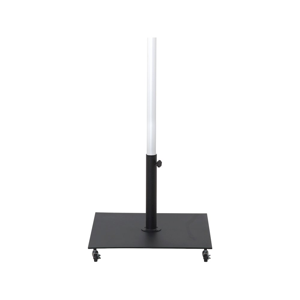 Amalfi White With Black Piping / Matte Black Metal Patio Umbrella with Base Sets