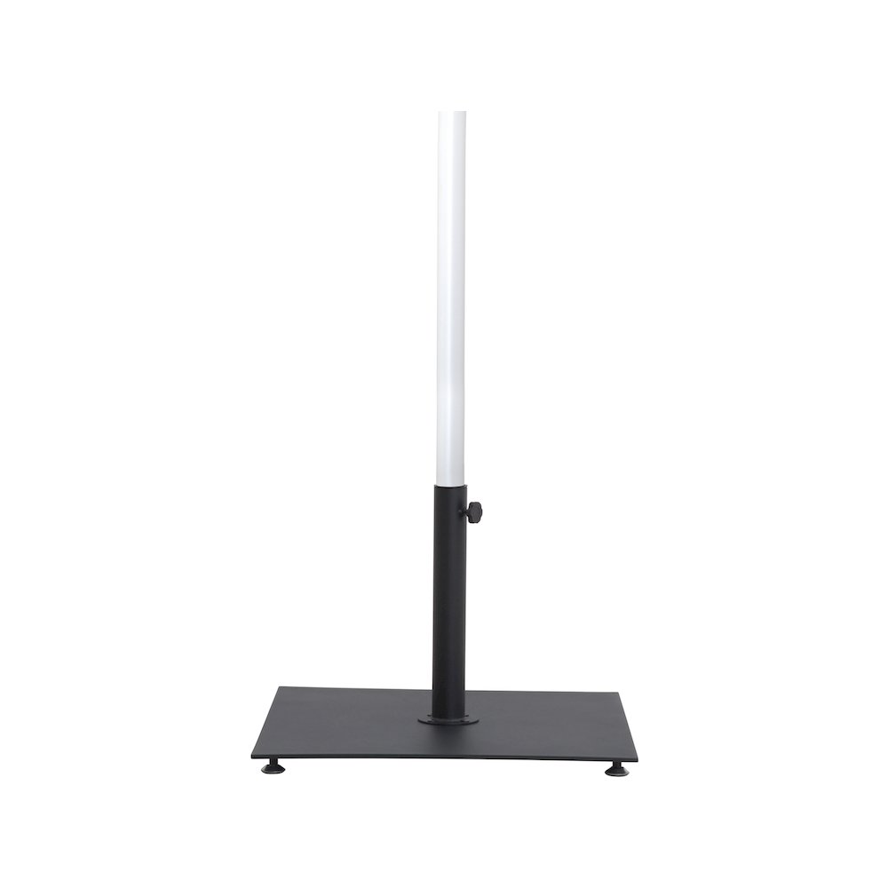 Amalfi White With Black Piping / Matte Black Metal Patio Umbrella with Base Sets