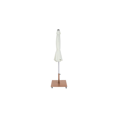 Amalfi White With Black Piping / Teak Metal Patio Umbrella with Base Sets