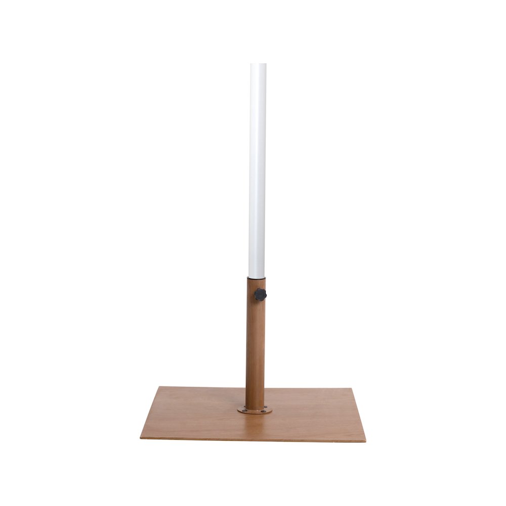 Amalfi White With Black Piping / Teak Metal Patio Umbrella with Base Sets