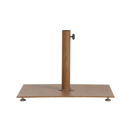 Amalfi White With Black Piping / Teak Metal Patio Umbrella with Base Sets