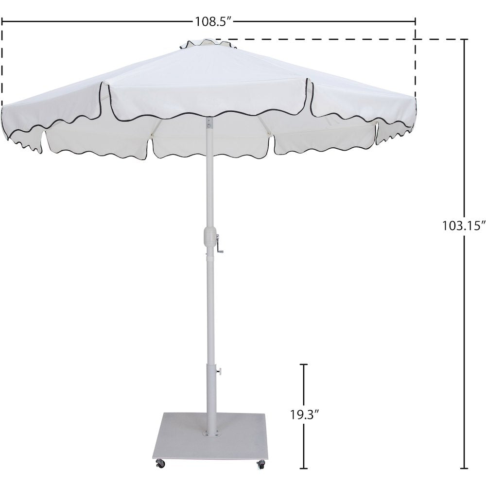 Amalfi White With Black Piping / Matte White Metal Patio Umbrella with Base Sets
