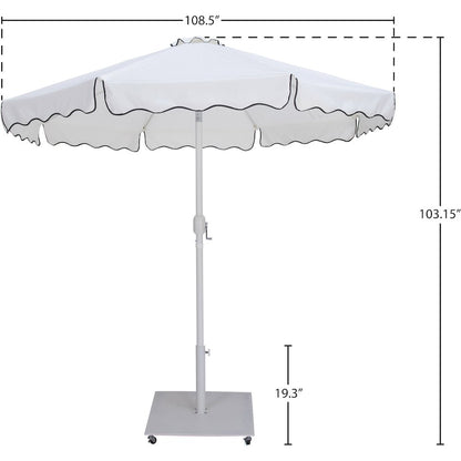 Amalfi White With Black Piping / Matte White Metal Patio Umbrella with Base Sets