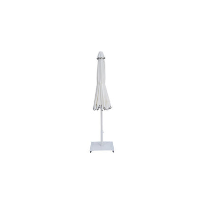 Amalfi White With Black Piping / Matte White Metal Patio Umbrella with Base Sets