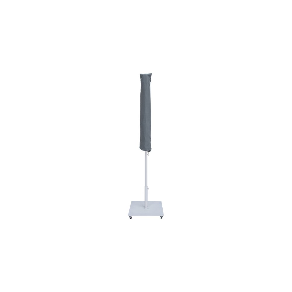 Amalfi White With Black Piping / Matte White Metal Patio Umbrella with Base Sets