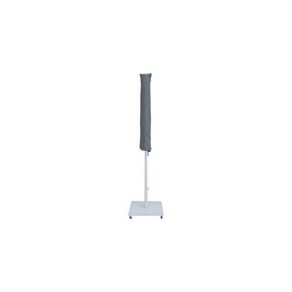 Amalfi White With Black Piping / Matte White Metal Patio Umbrella with Base Sets