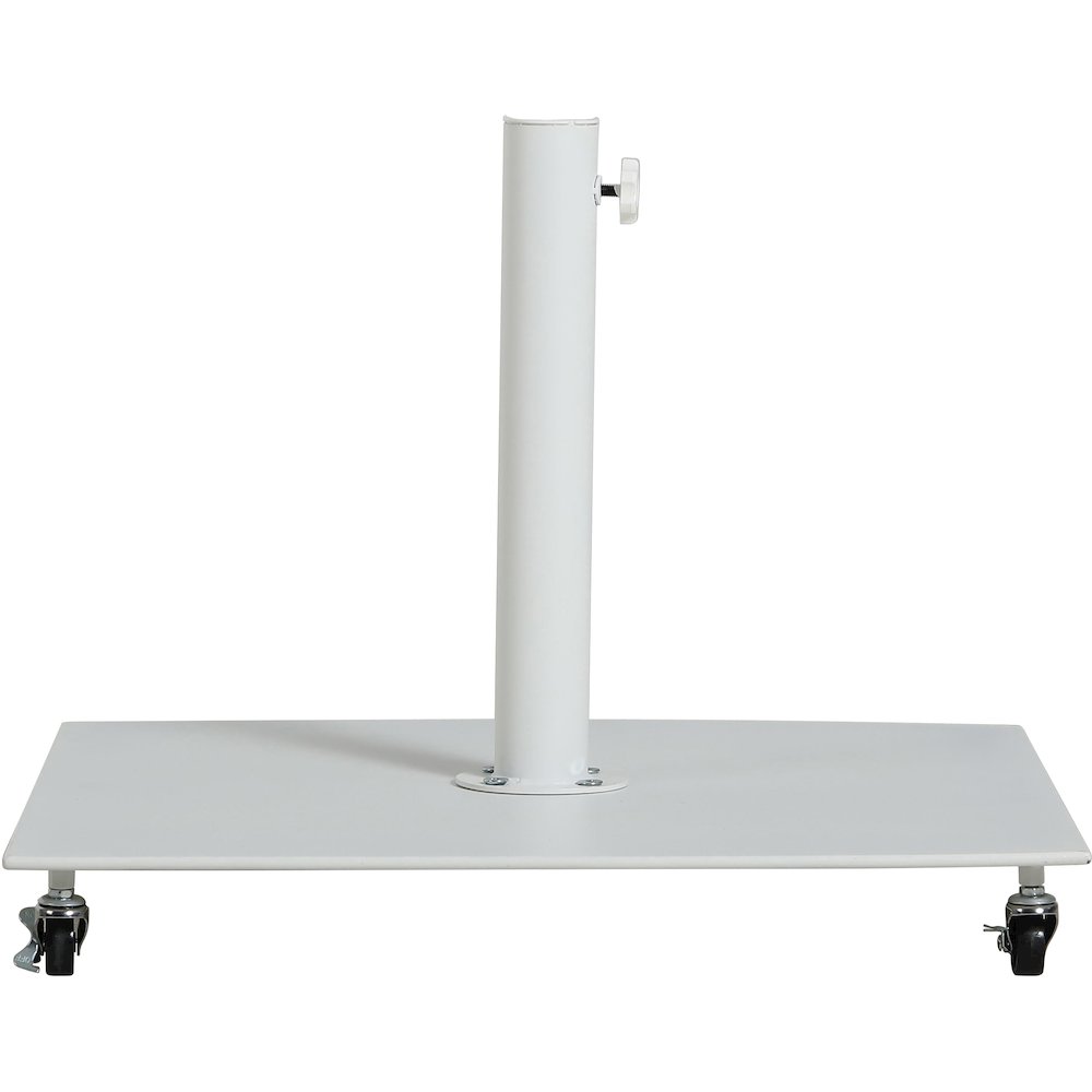 Amalfi White With Black Piping / Matte White Metal Patio Umbrella with Base Sets