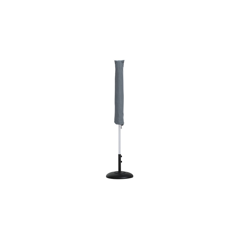 Amalfi White With Black Piping / Matte Black Metal Patio Umbrella with Base Sets