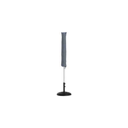 Amalfi White With Black Piping / Matte Black Metal Patio Umbrella with Base Sets