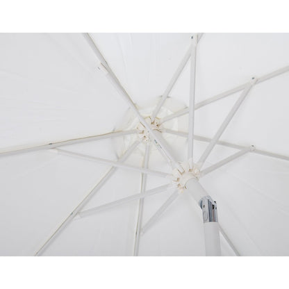 Amalfi White With Black Piping / Matte Black Metal Patio Umbrella with Base Sets