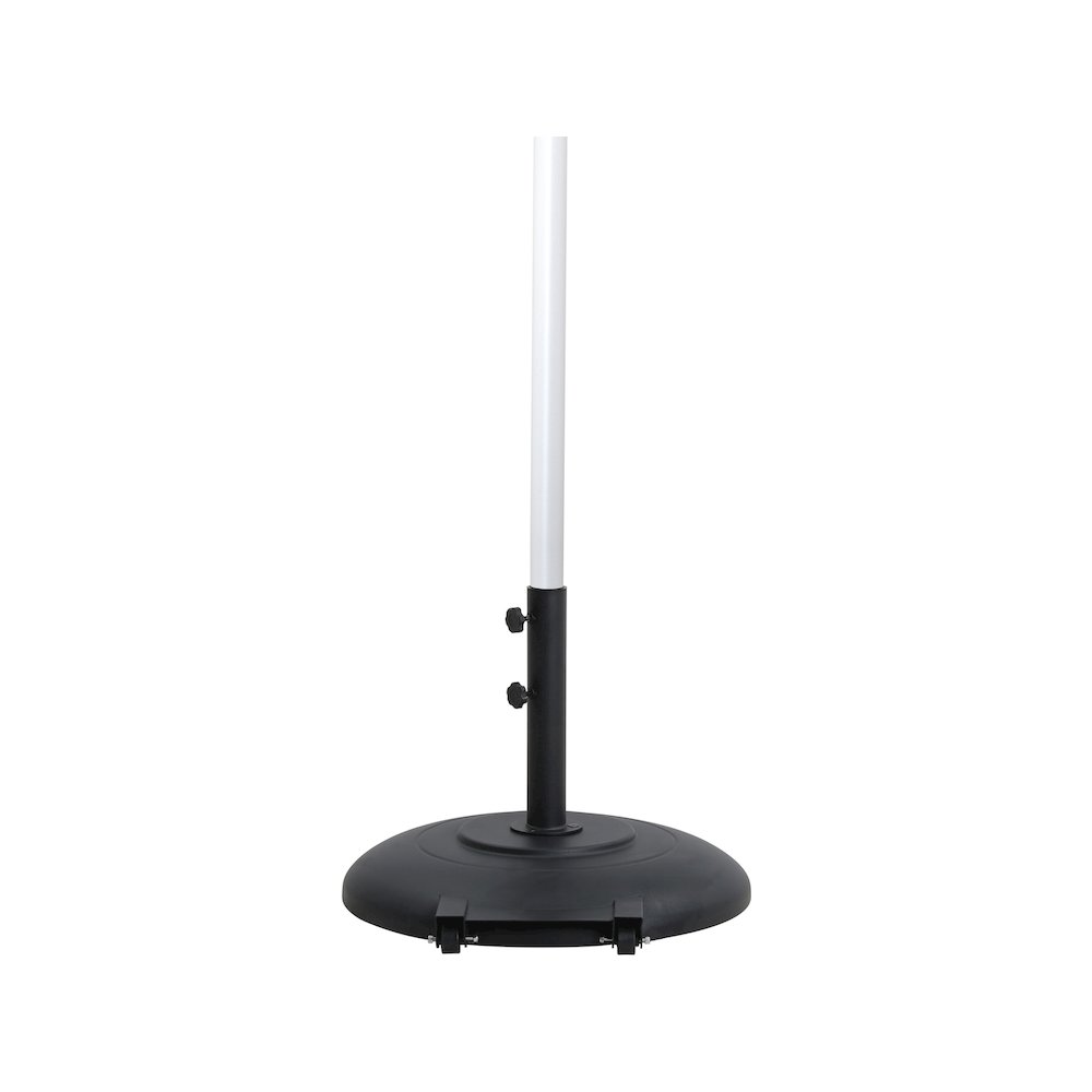 Amalfi White With Black Piping / Matte Black Metal Patio Umbrella with Base Sets