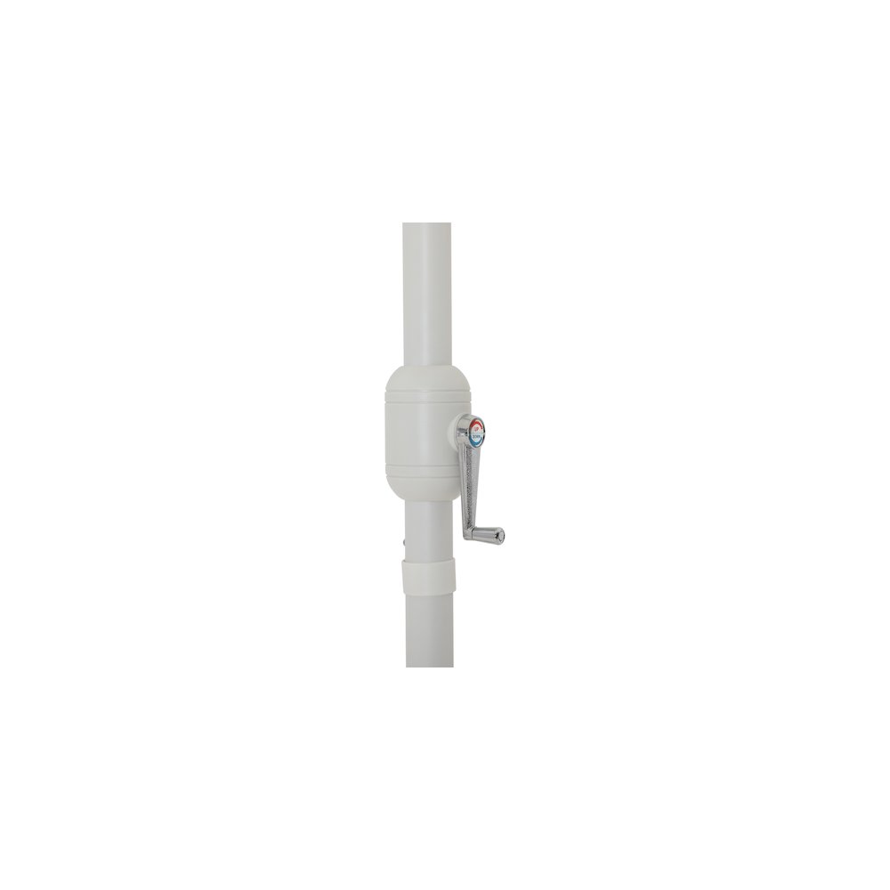 Amalfi White With Black Piping / Teak Metal Patio Umbrella with Base Sets