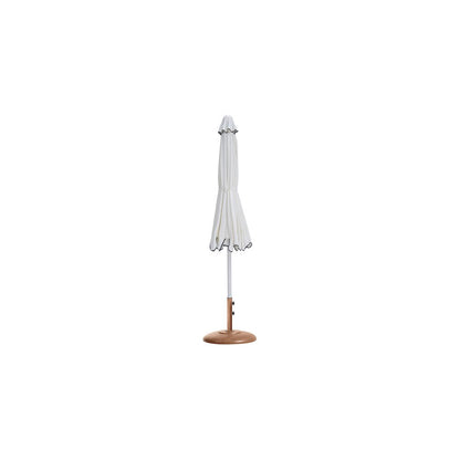 Amalfi White With Black Piping / Teak Metal Patio Umbrella with Base Sets