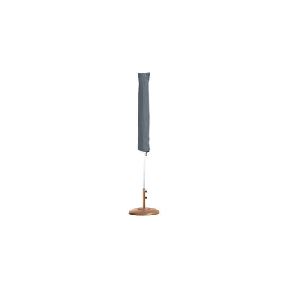 Amalfi White With Black Piping / Teak Metal Patio Umbrella with Base Sets
