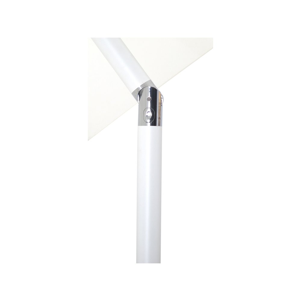 Amalfi White With Black Piping / Teak Metal Patio Umbrella with Base Sets
