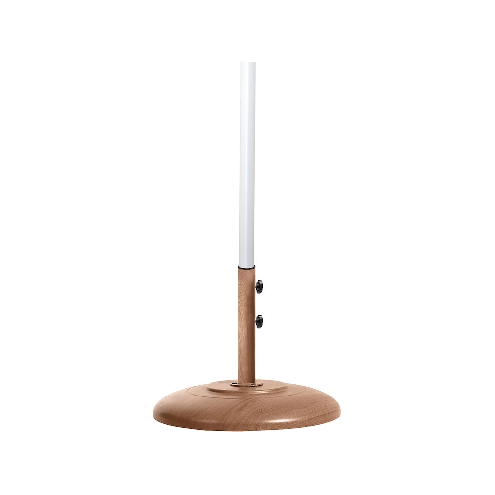 Amalfi White With Black Piping / Teak Metal Patio Umbrella with Base Sets