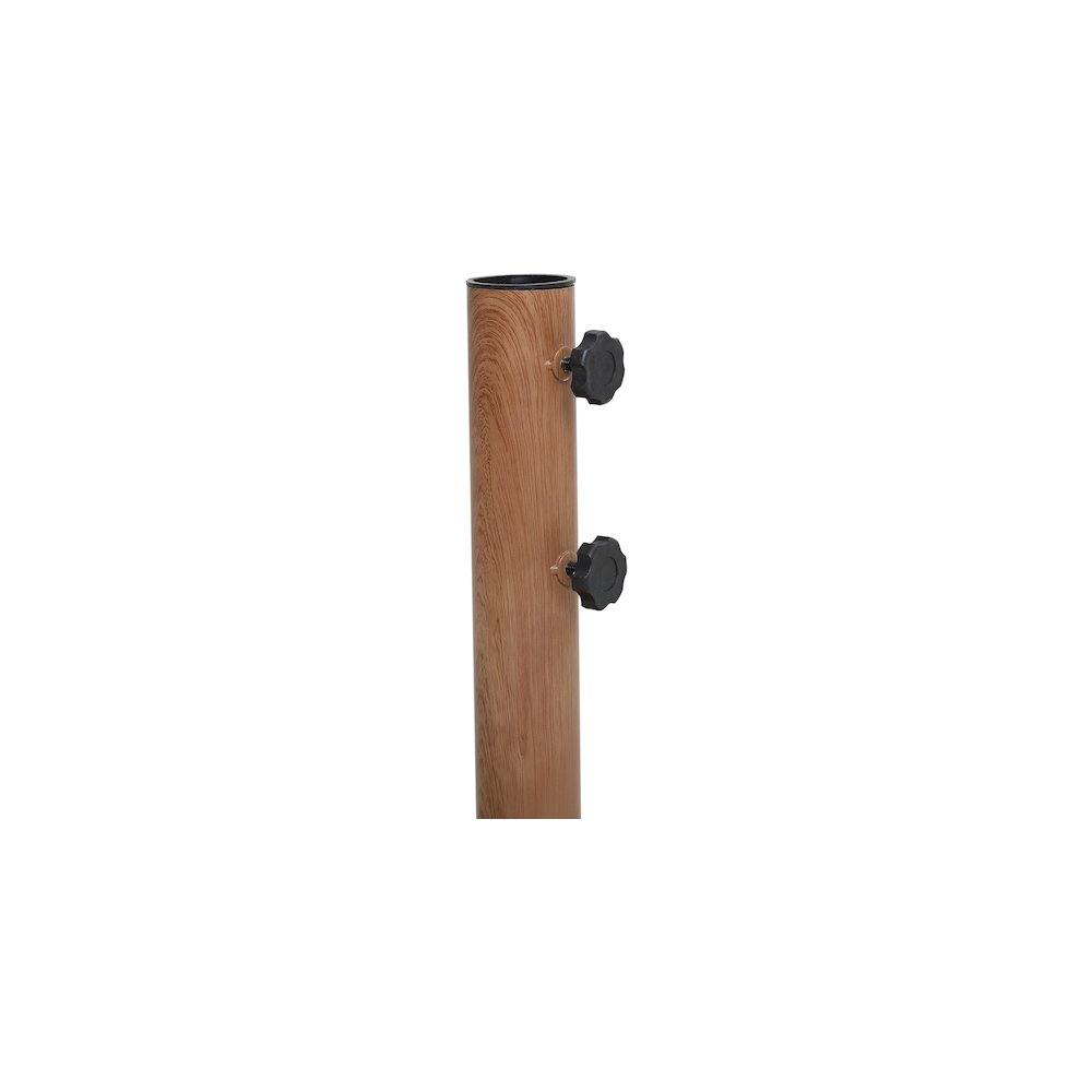 Amalfi White With Black Piping / Teak Metal Patio Umbrella with Base Sets