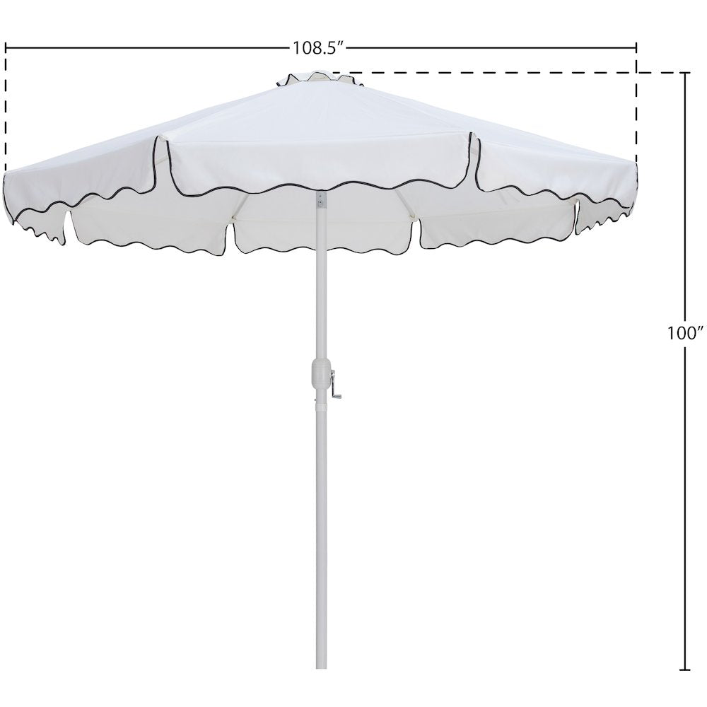 Amalfi White With Black Piping Fabric Patio Umbrellas