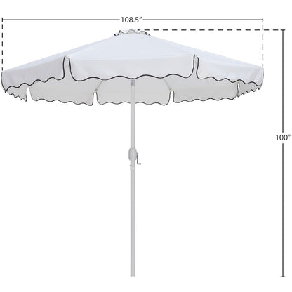 Amalfi White With Black Piping Fabric Patio Umbrellas