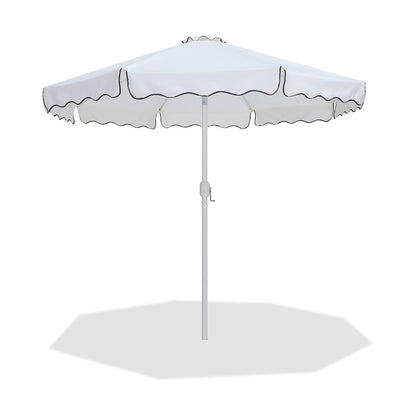 Amalfi White With Black Piping Fabric Patio Umbrellas