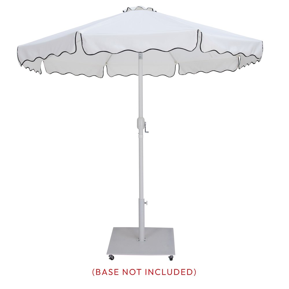 Amalfi White With Black Piping Fabric Patio Umbrellas