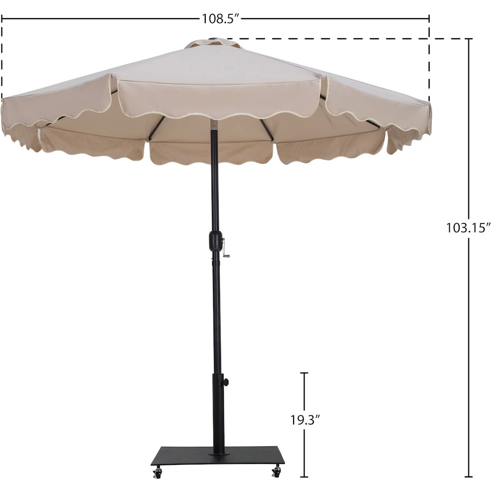 Amalfi Beige With Cream Piping / Matte Black Metal Patio Umbrella with Base Sets