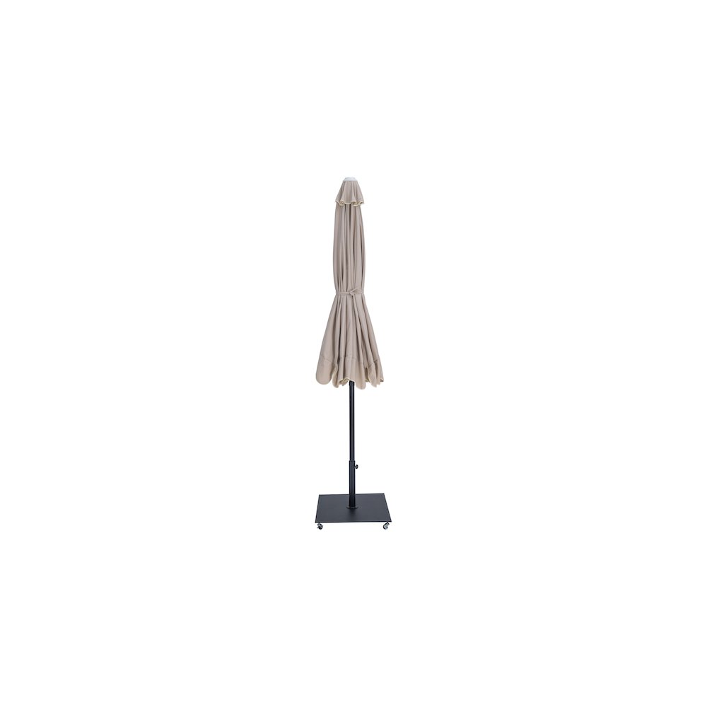 Amalfi Beige With Cream Piping / Matte Black Metal Patio Umbrella with Base Sets