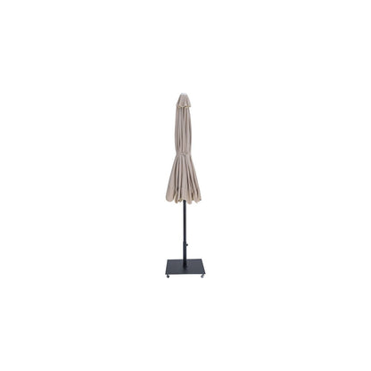 Amalfi Beige With Cream Piping / Matte Black Metal Patio Umbrella with Base Sets