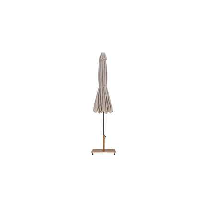 Amalfi Beige With Cream Piping / Teak Metal Patio Umbrella with Base Sets