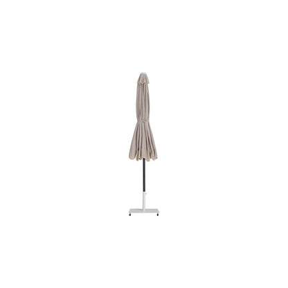 Amalfi Beige With Cream Piping / Matte White Metal Patio Umbrella with Base Sets