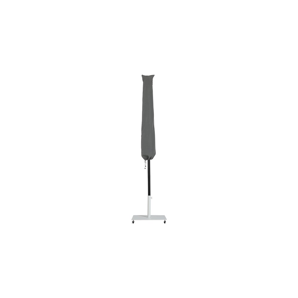 Amalfi Beige With Cream Piping / Matte White Metal Patio Umbrella with Base Sets