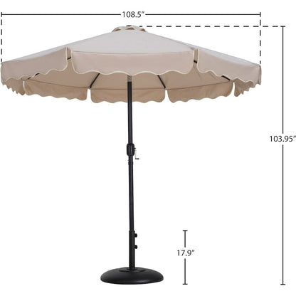 Amalfi Beige With Cream Piping / Matte Black Metal Patio Umbrella with Base Sets