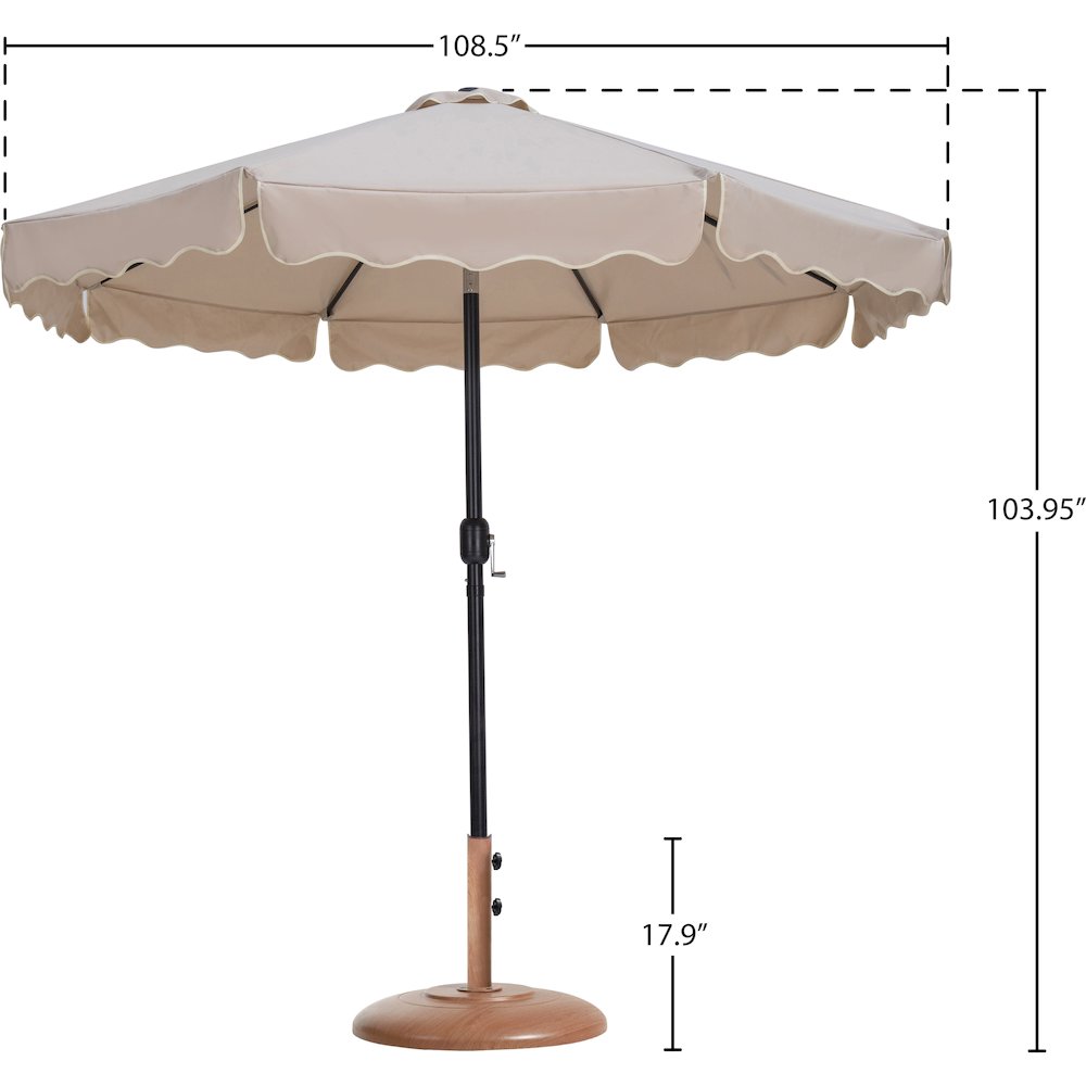 Amalfi Beige With Cream Piping / Teak Metal Patio Umbrella with Base Sets