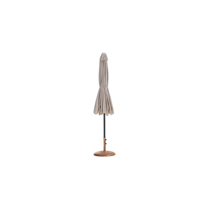 Amalfi Beige With Cream Piping / Teak Metal Patio Umbrella with Base Sets