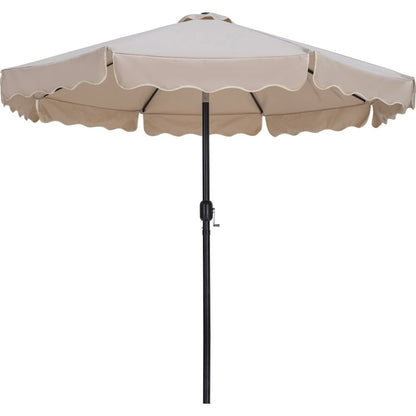 Amalfi Beige With Cream Piping / Teak Metal Patio Umbrella with Base Sets