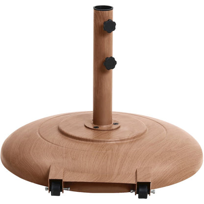 Amalfi Beige With Cream Piping / Teak Metal Patio Umbrella with Base Sets