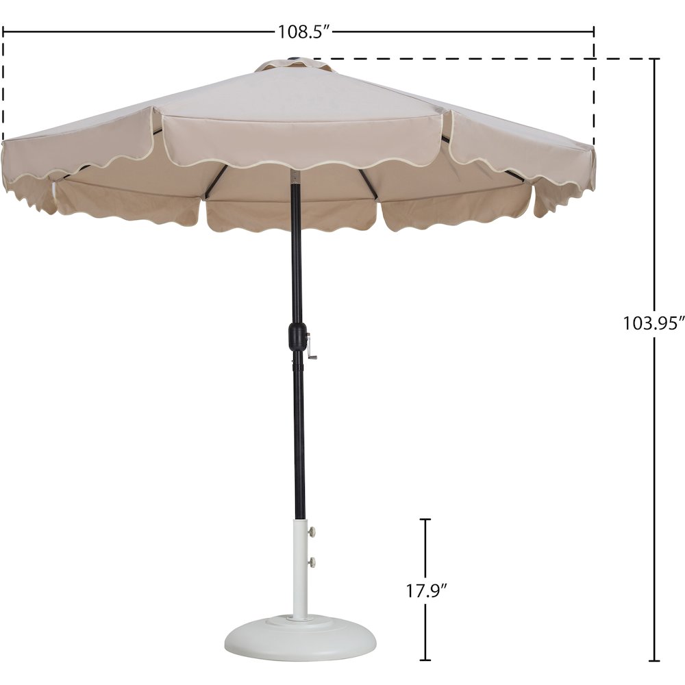 Amalfi Beige With Cream Piping / Matte White Metal Patio Umbrella with Base Sets